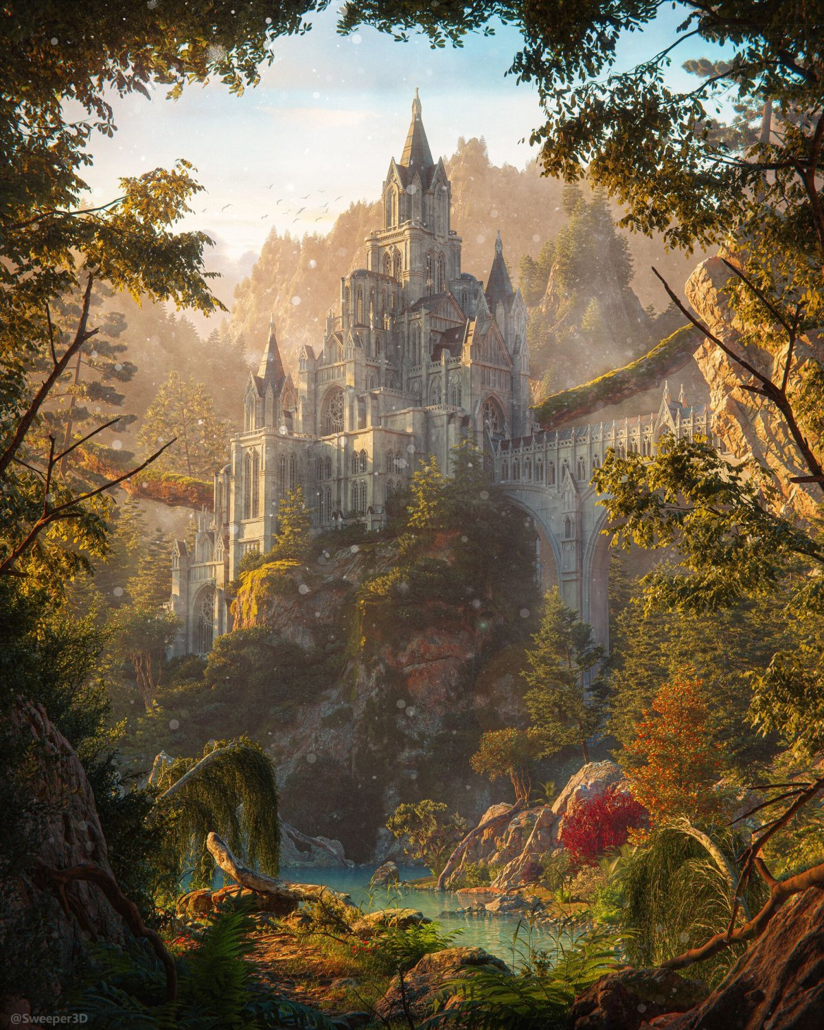 Замок в горах арт