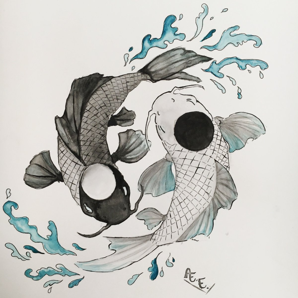 Японские рыбы арт