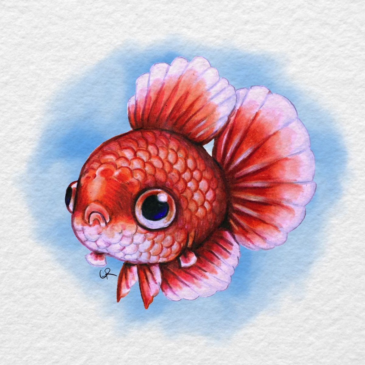 Рыбки акварельными карандашами