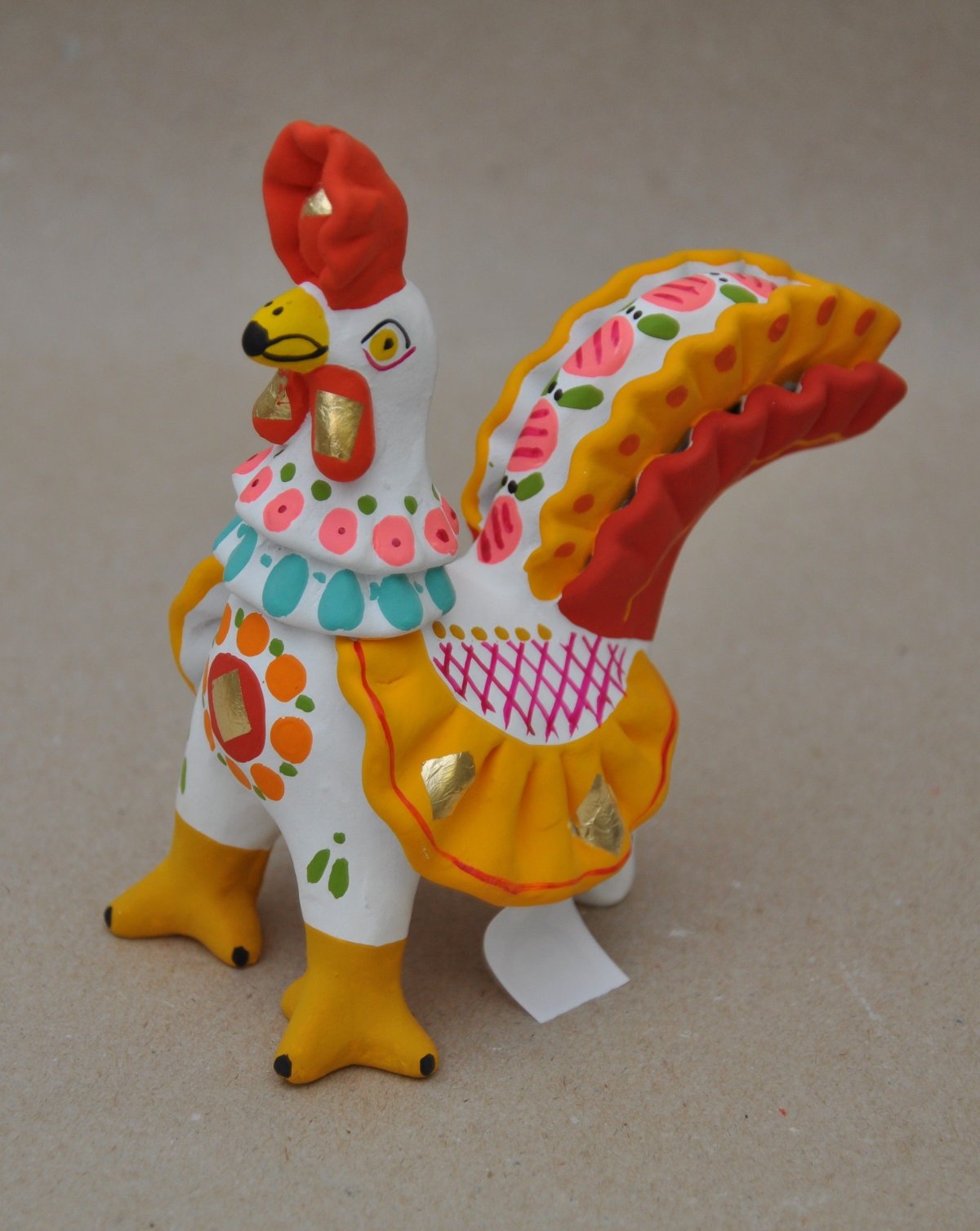 Глиняная игрушка петушок Дымковская игрушка
