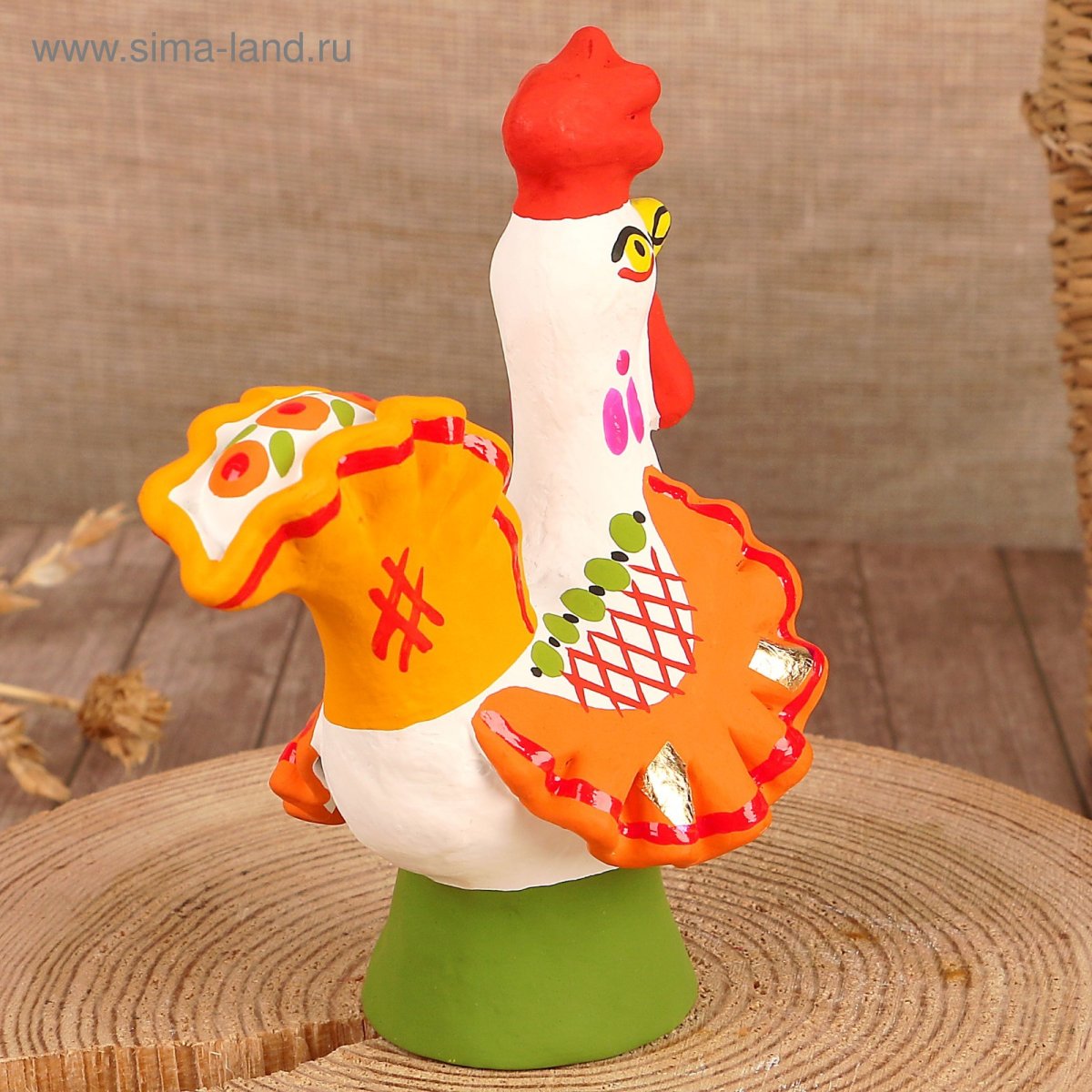 Глиняная игрушка Дымковская петушок