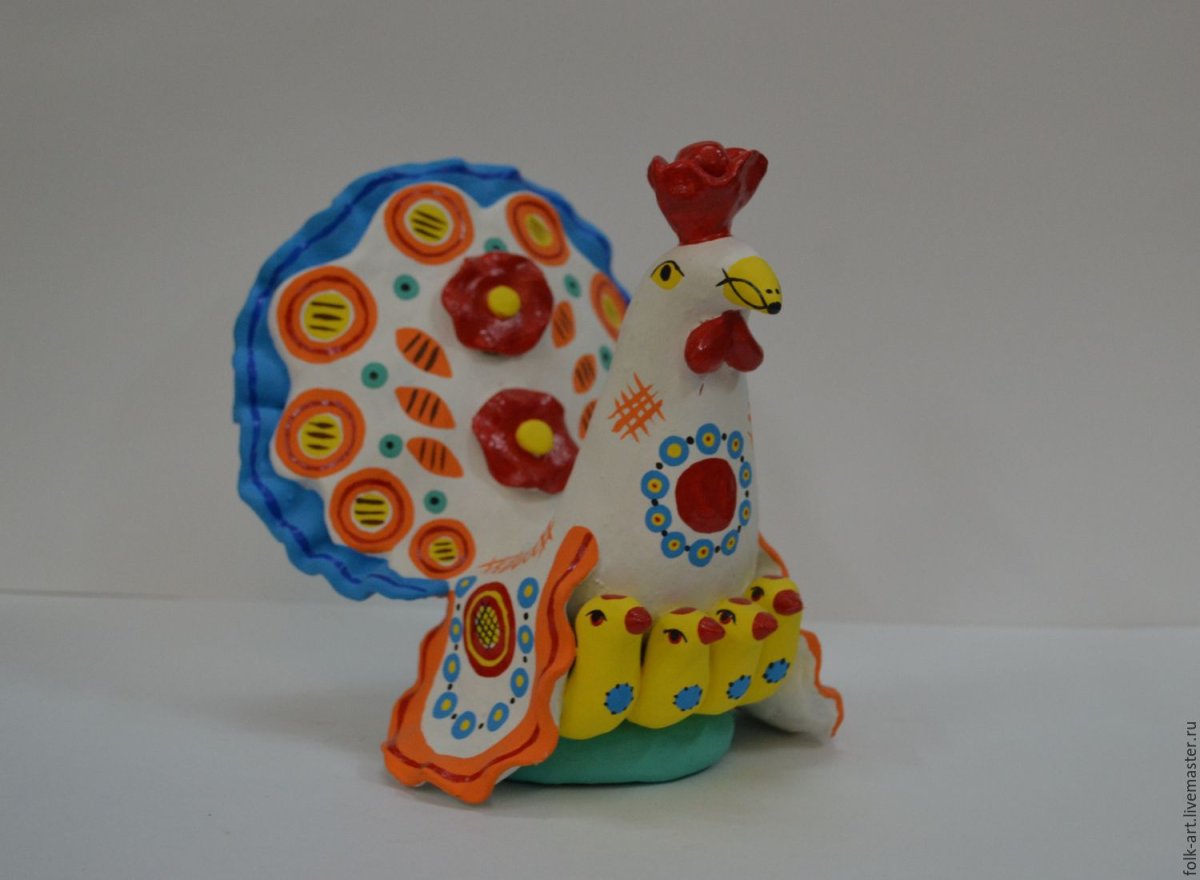 Дымковская Курочка с цыплятами