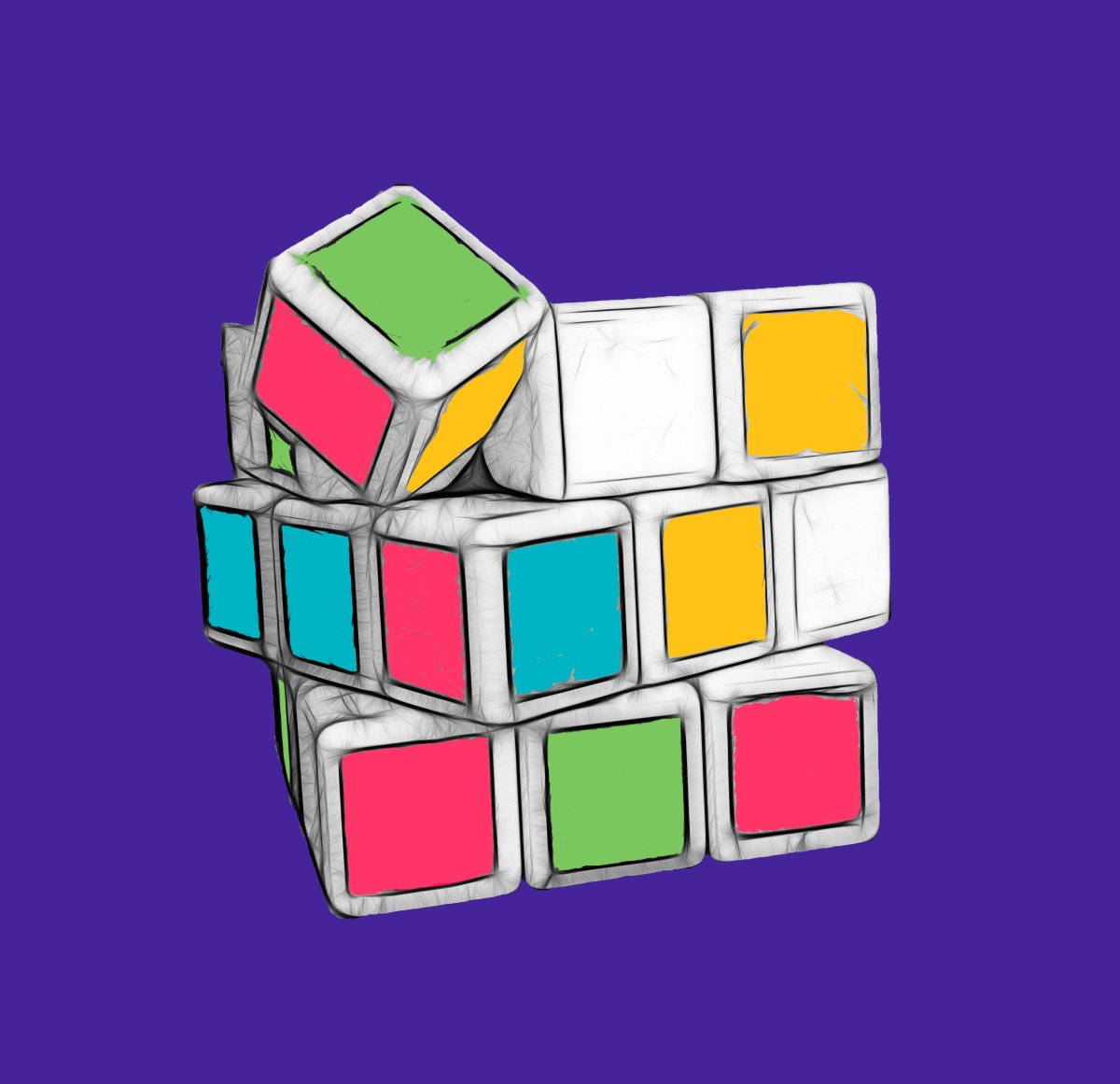 Поп-арт кубик Рубика
