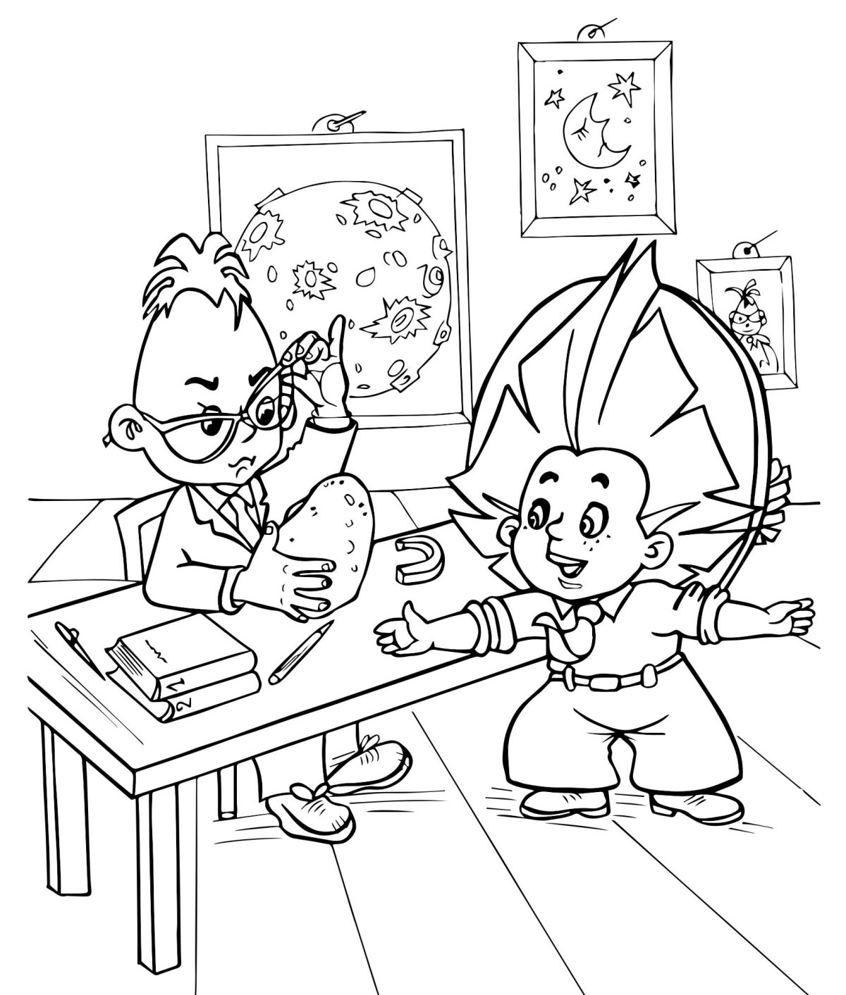 Знайка и Незнайка раскраска для детей