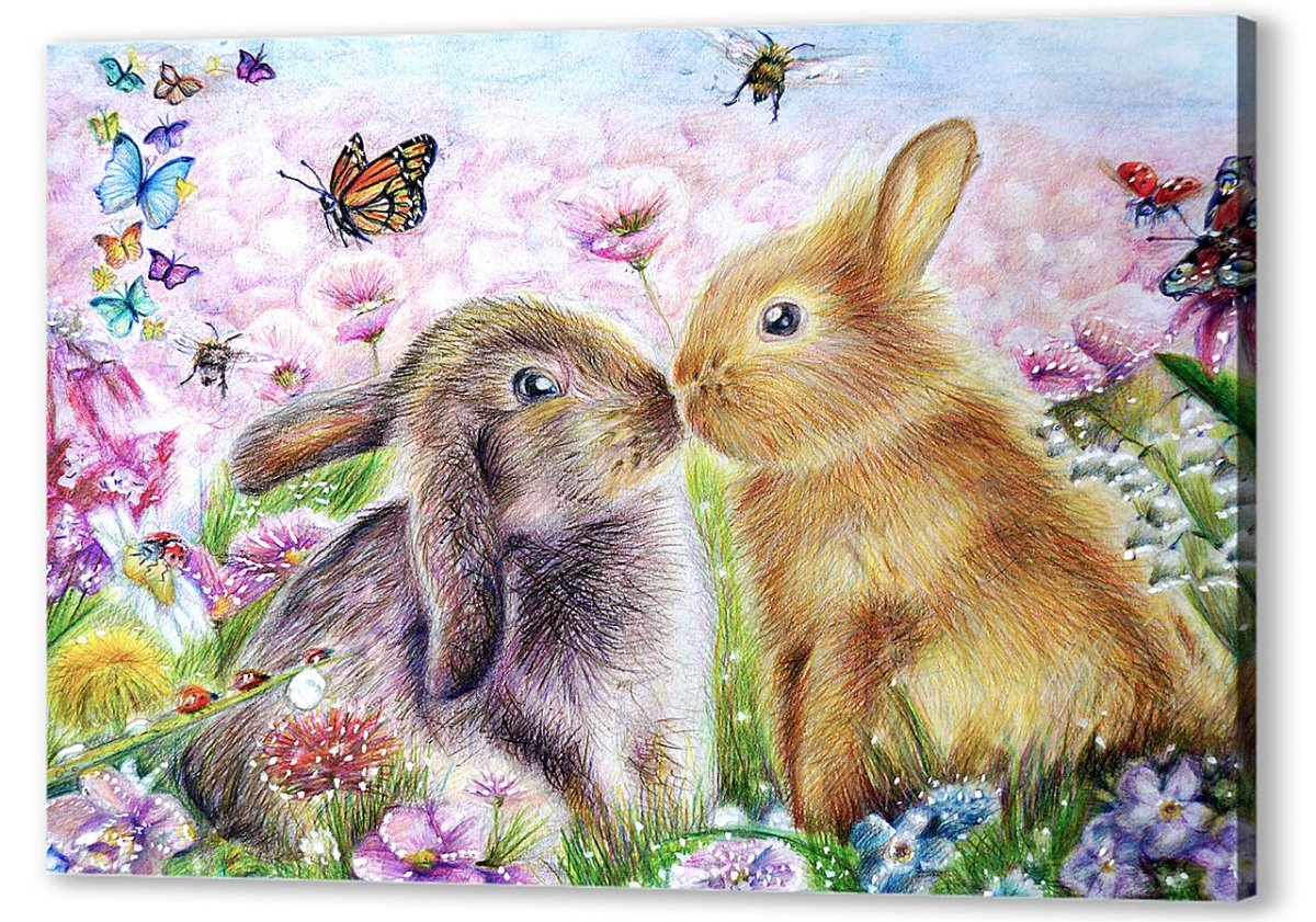 Зайчата живопись