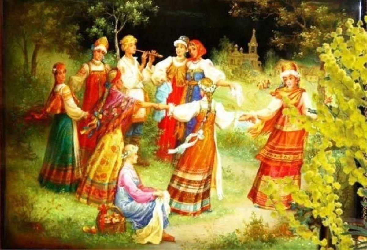Шкатулка Федоскино хоровод
