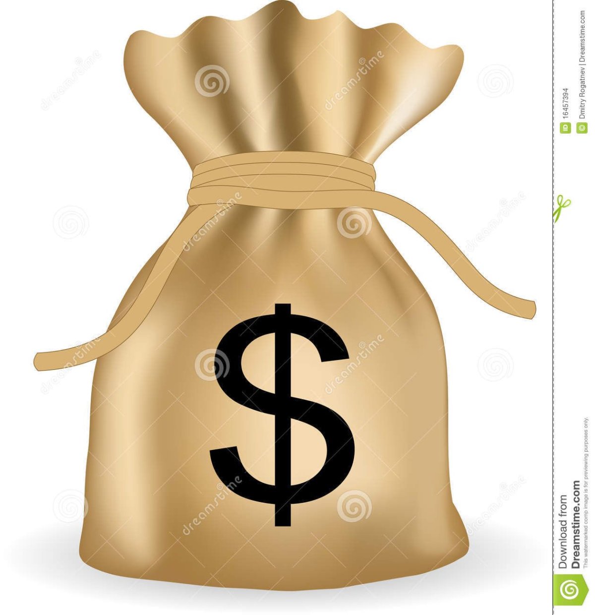 Денежный мешок на белом фоне