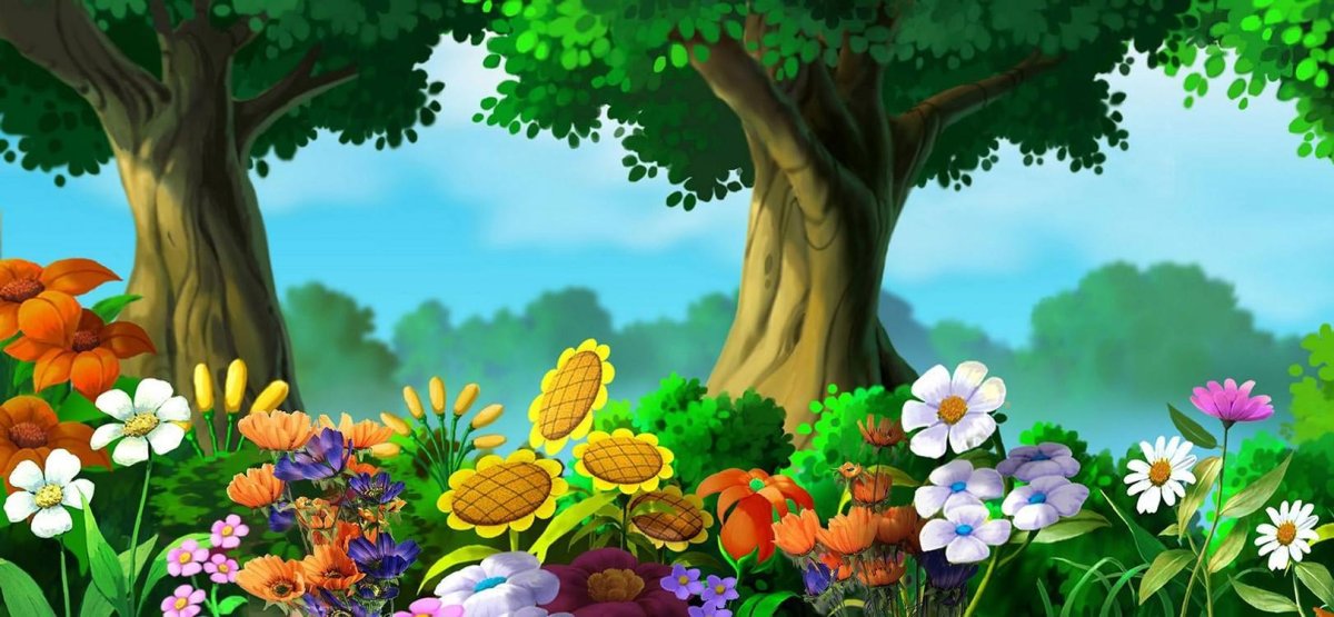 Сказочная Полянка с цветами