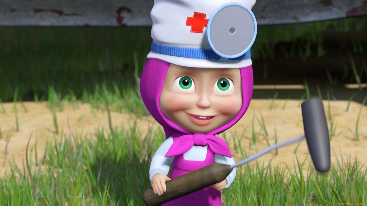 Маша и медведь Маша на белом фоне