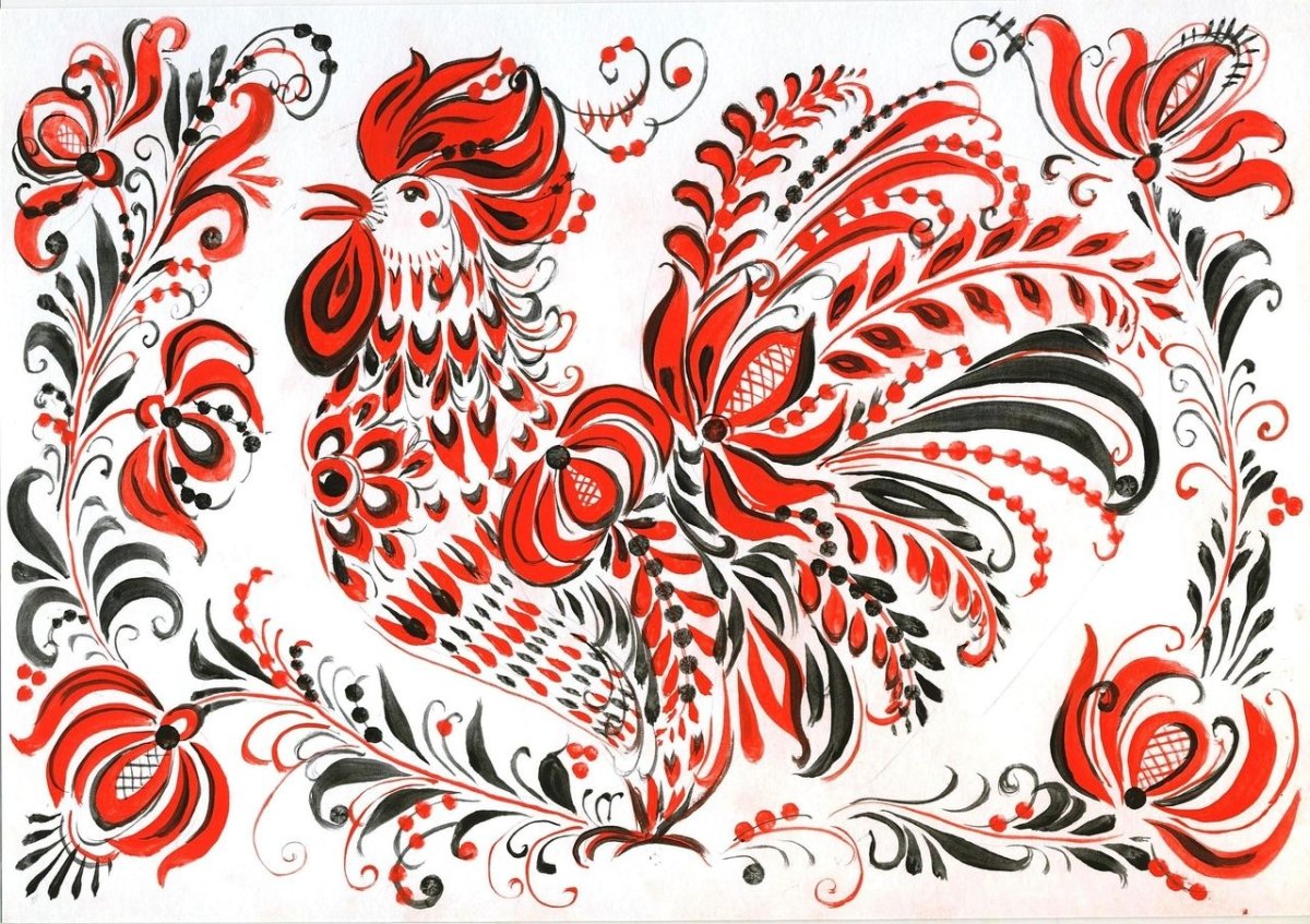 Хохломская роспись верховая роспись