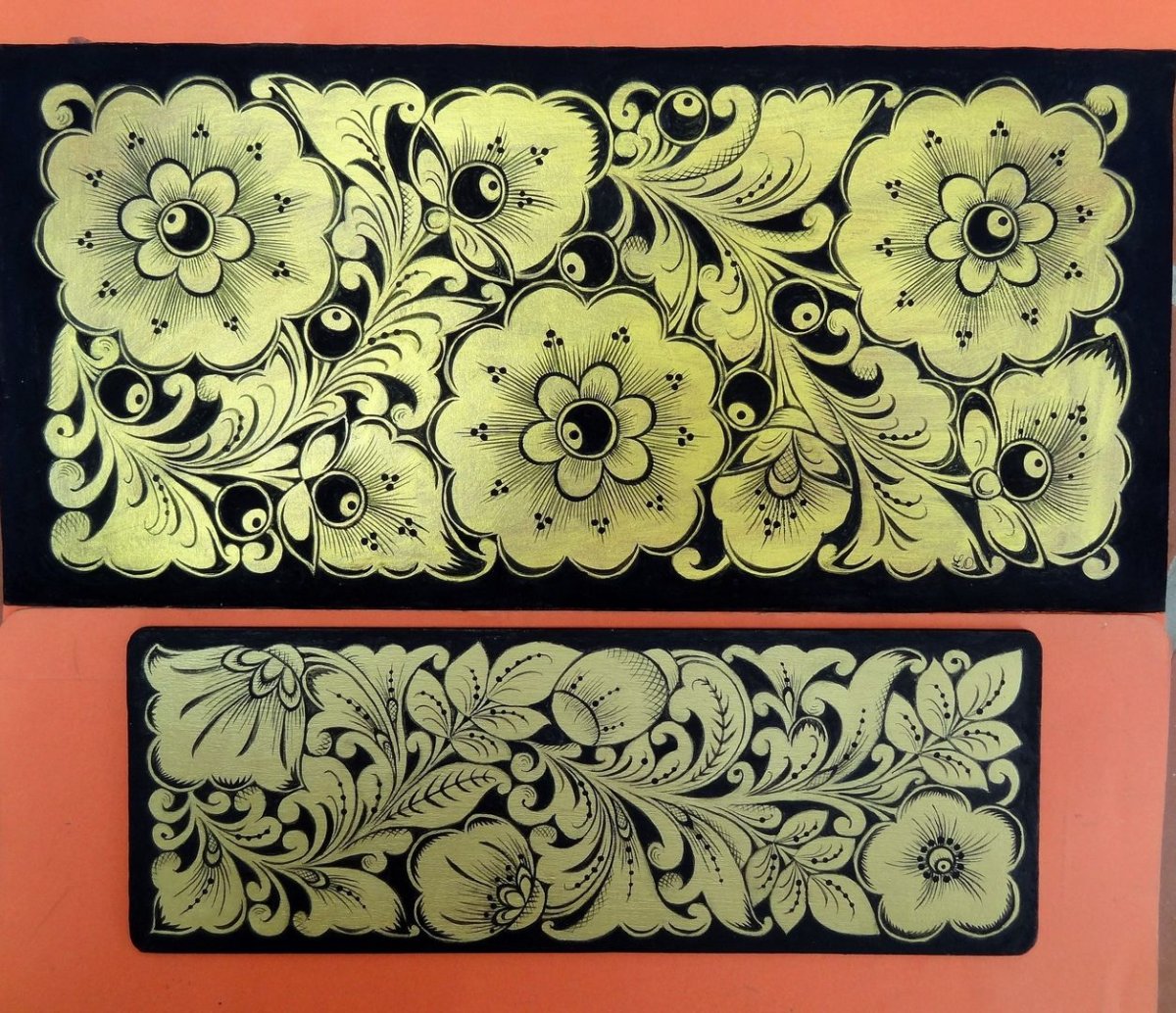 Мезенская роспись сани