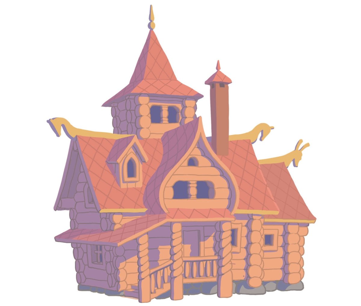 Дом Теремок сбоку вектор