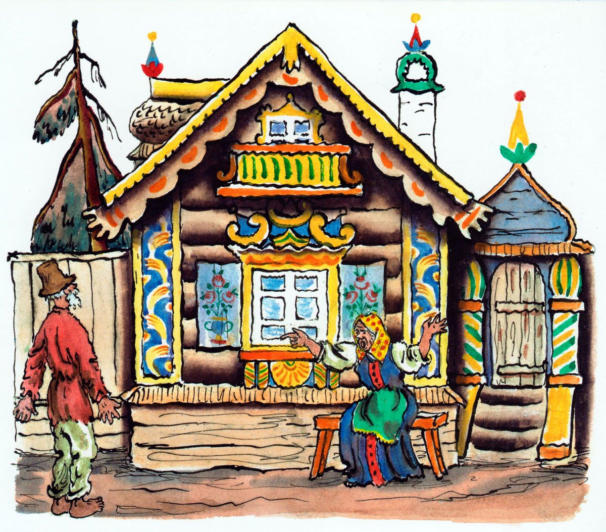 Сказка о рыбаке и рыбке изба со светелкой