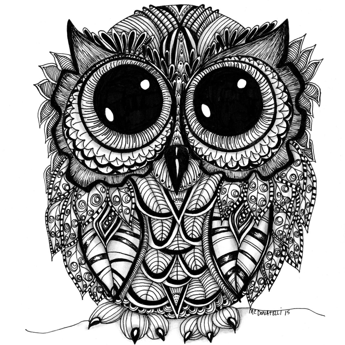 Филин Сова Мандала Зентангл