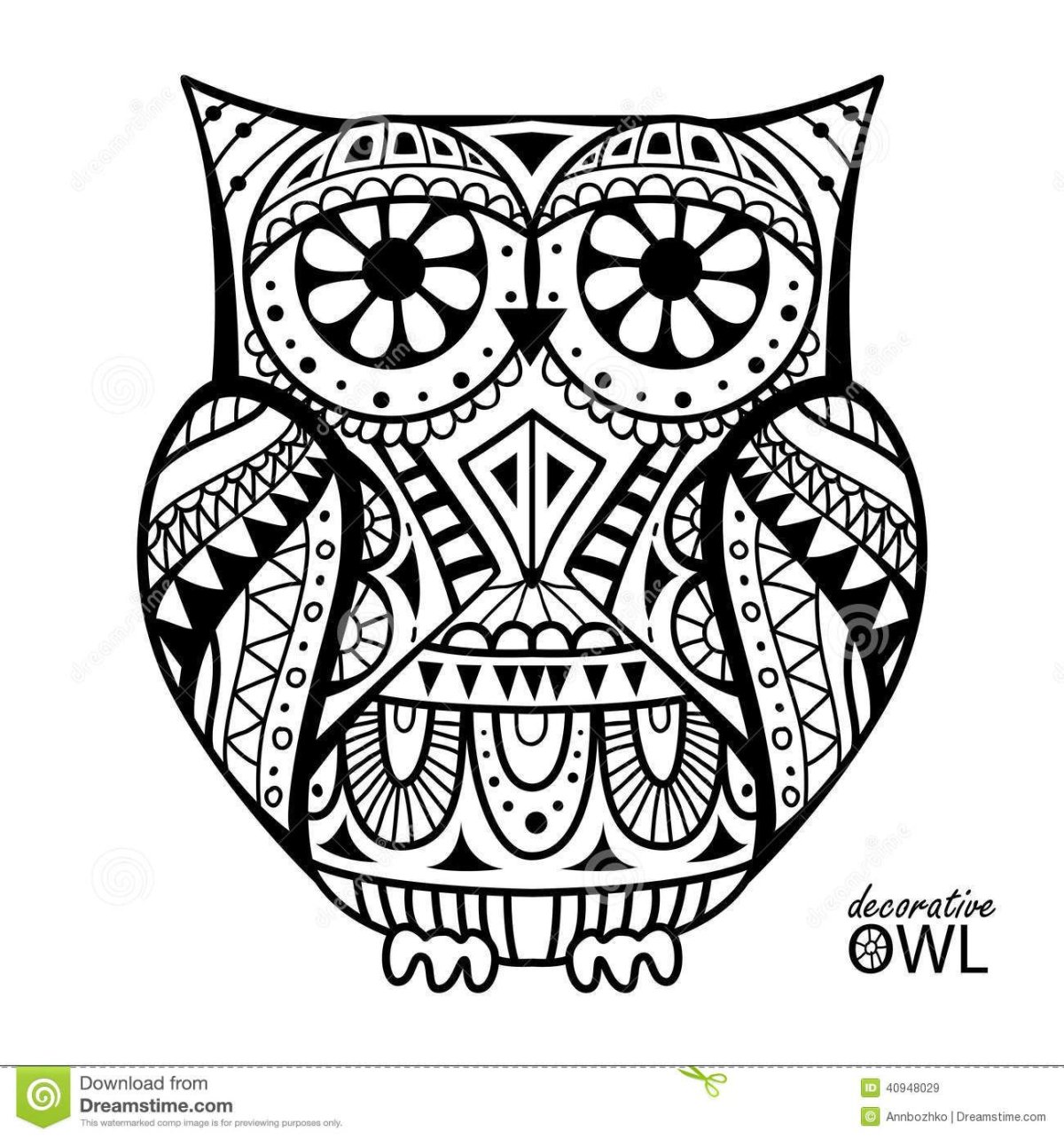 Сова стилизация орнамент