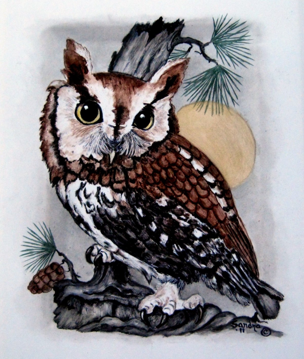 Сова в анималистическом стиле