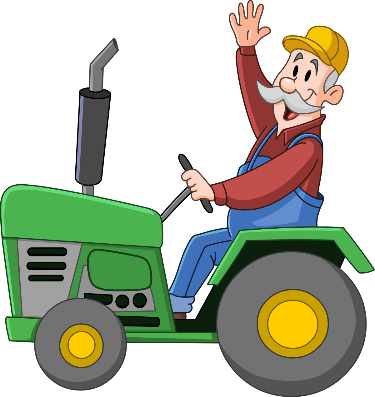 Мультяшный фермер на тракторе