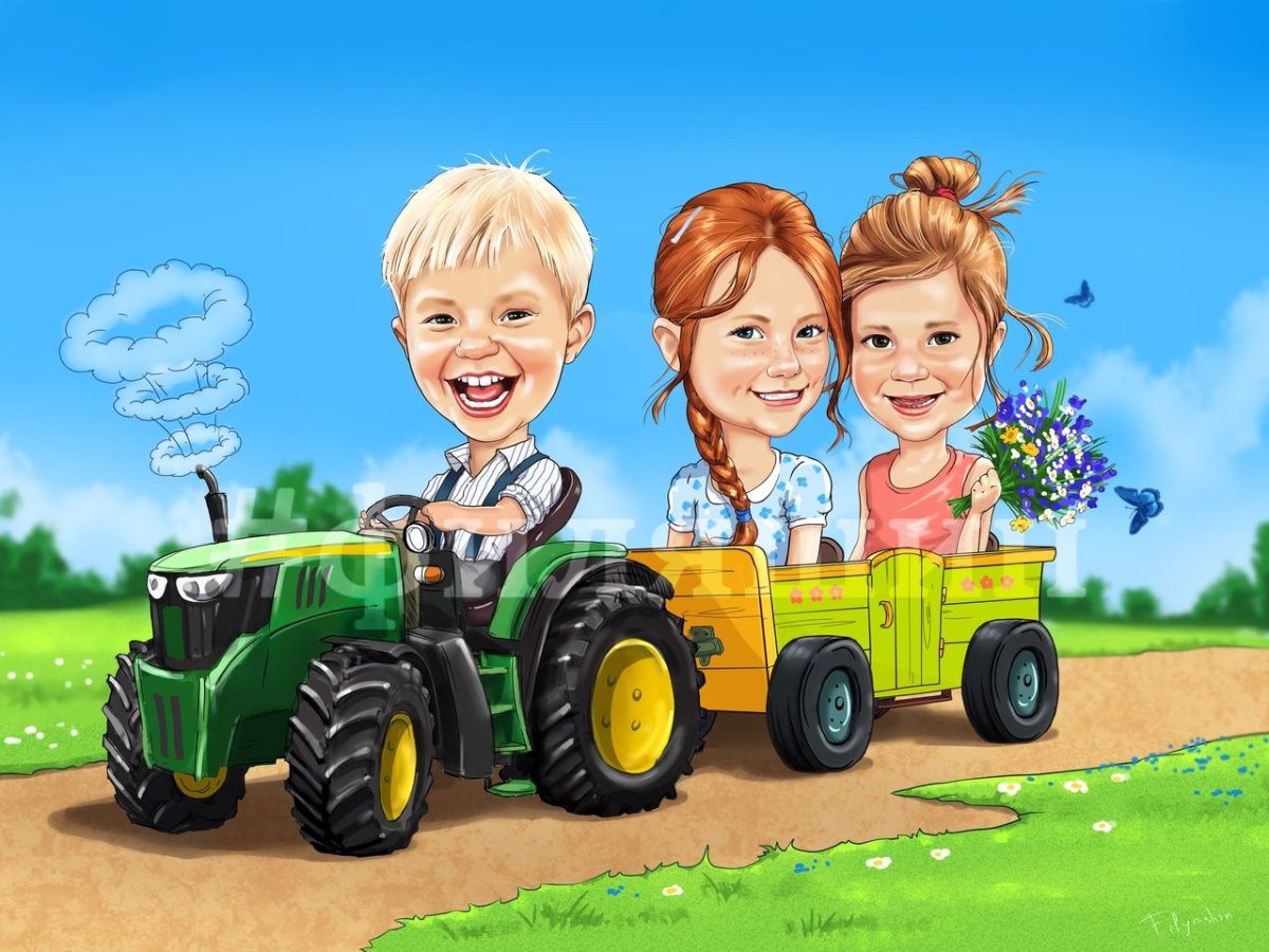 Тракторист на белом фоне