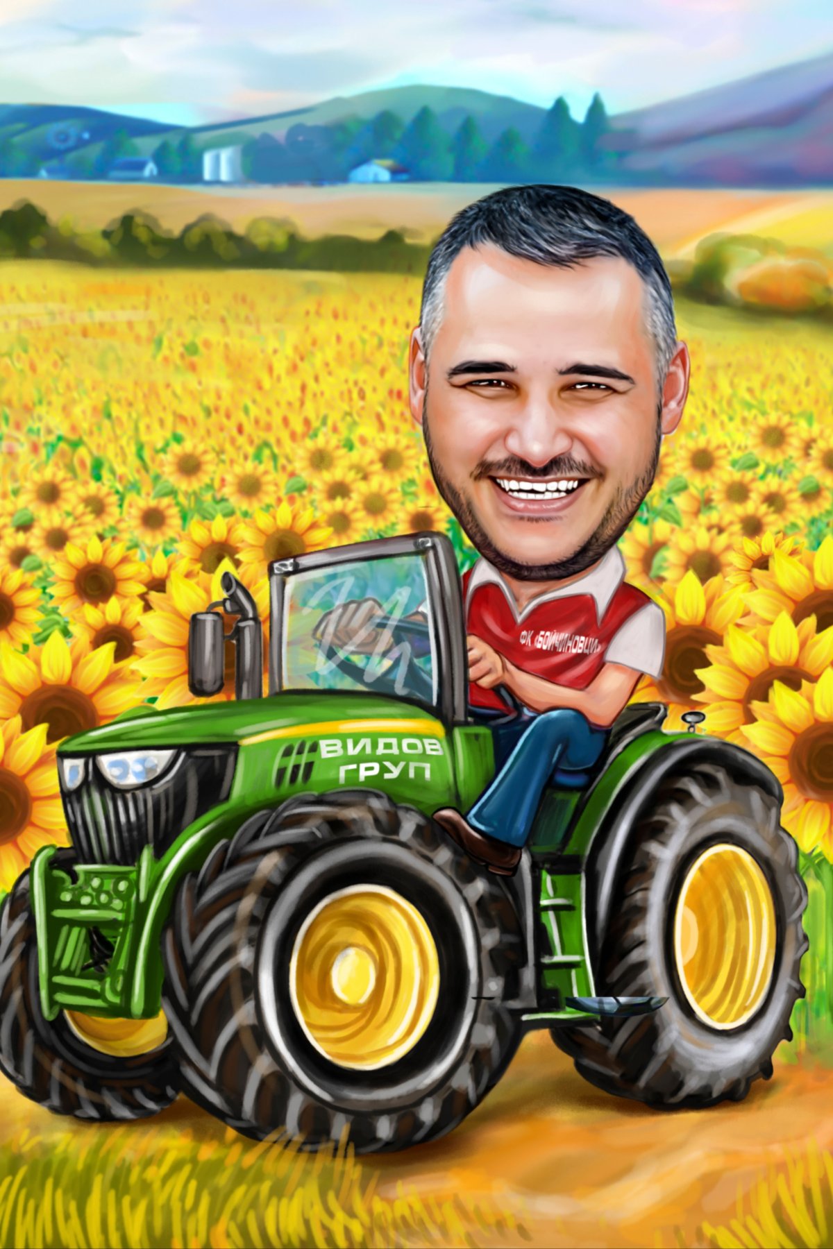 Фермер на тракторе вектор