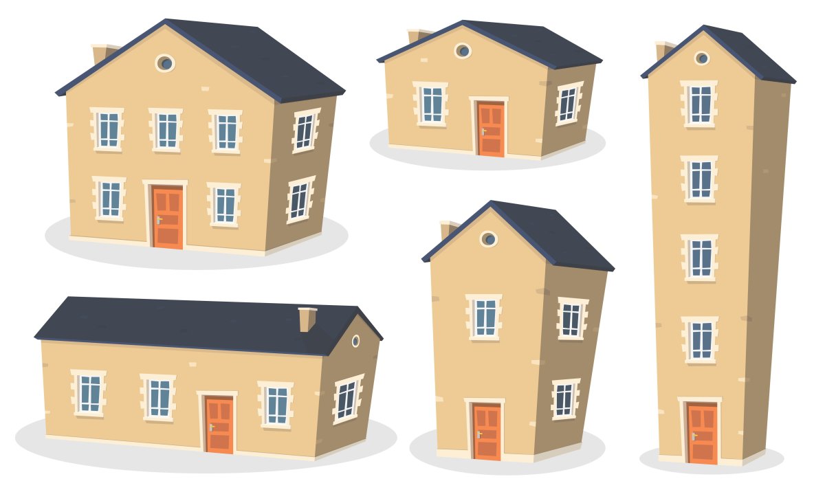 Домики разных цветов