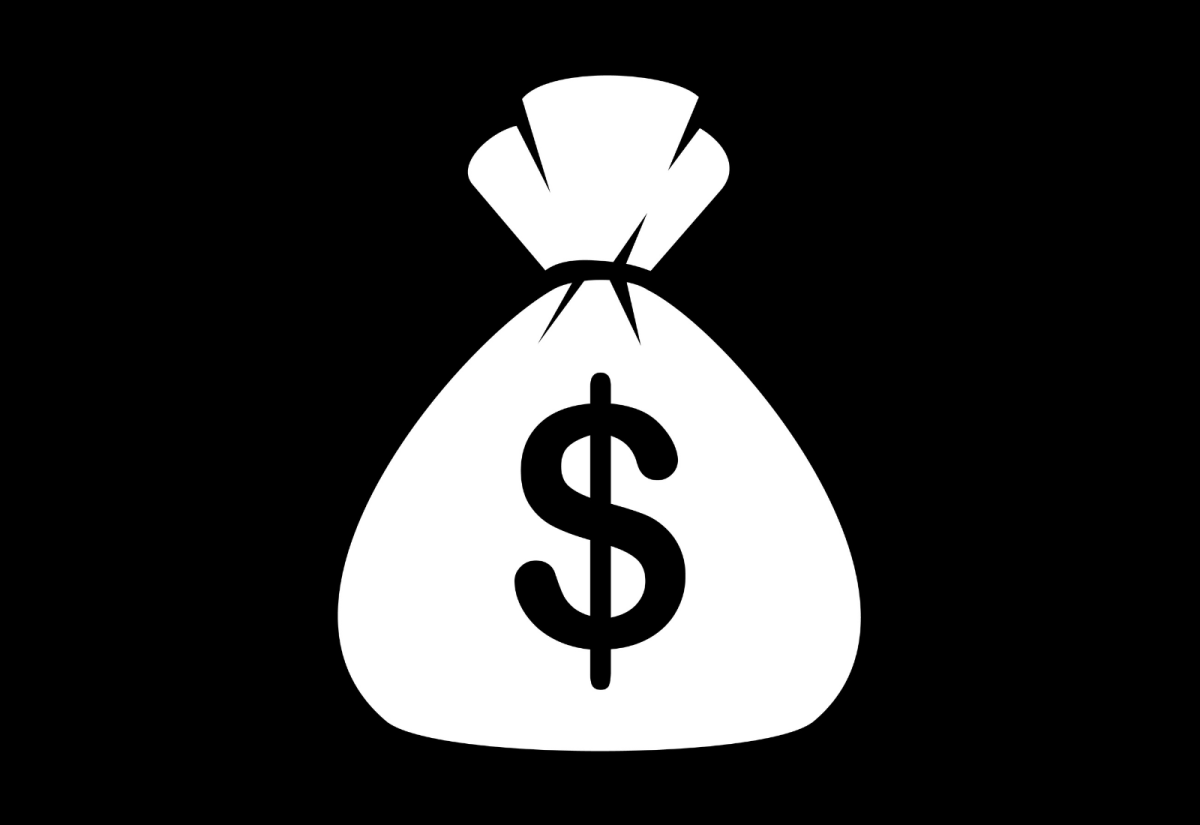 Значок денег на черном фоне