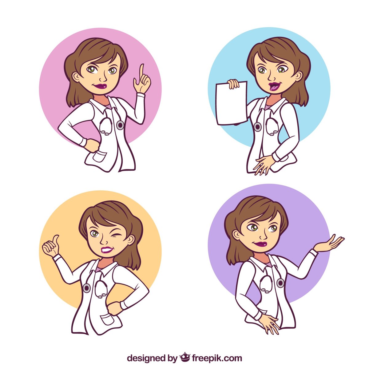 Врач рисунок в разных позах