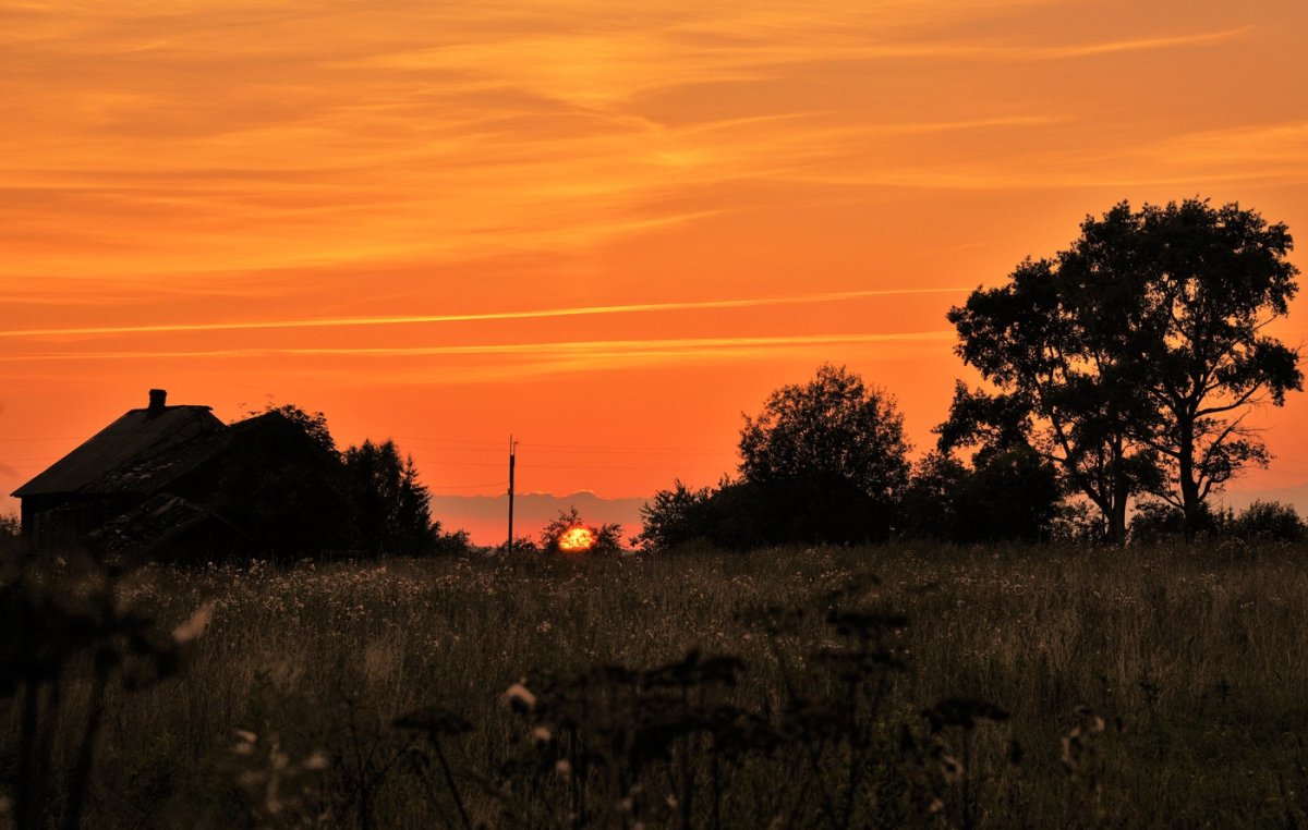 Закат в деревне