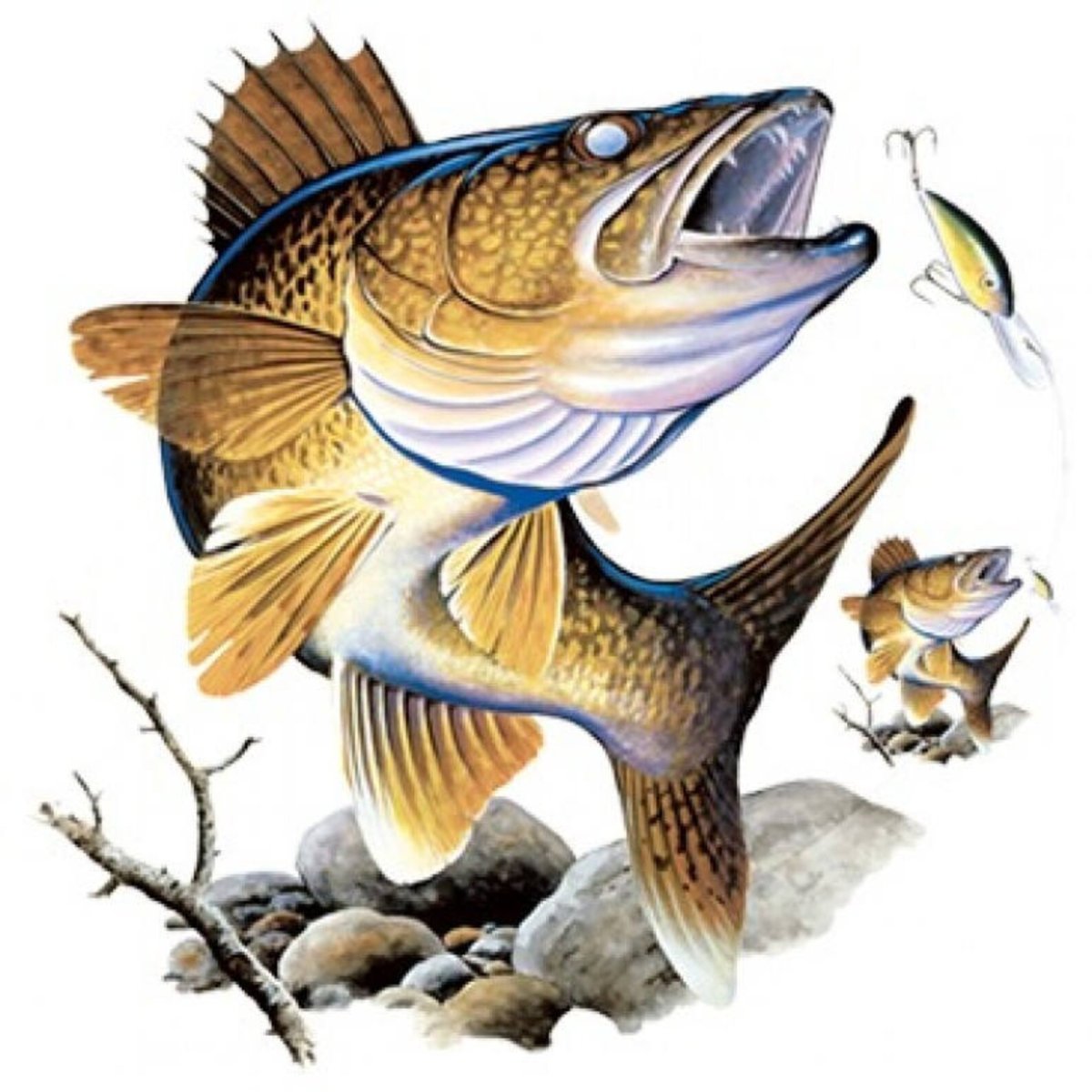 Рыбак с удочкой и рыбой