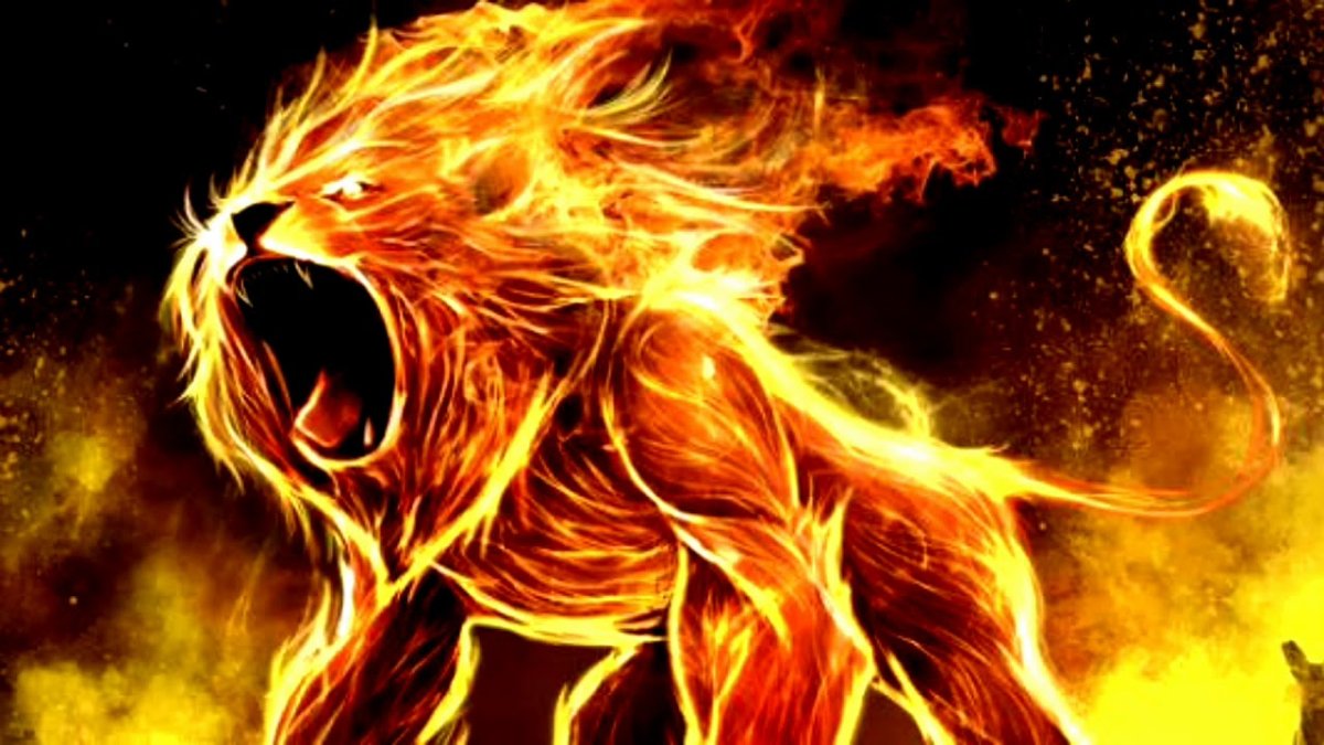 Красивый Огненный Лев