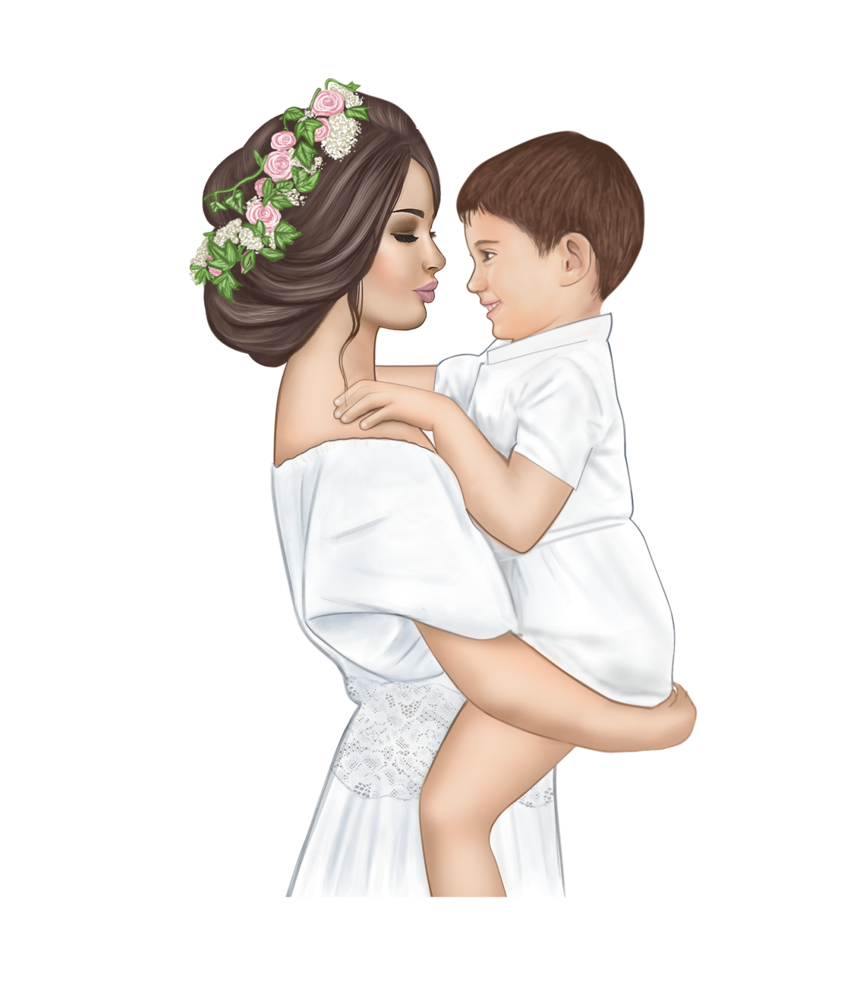 Мама обнимает ребенка вектор