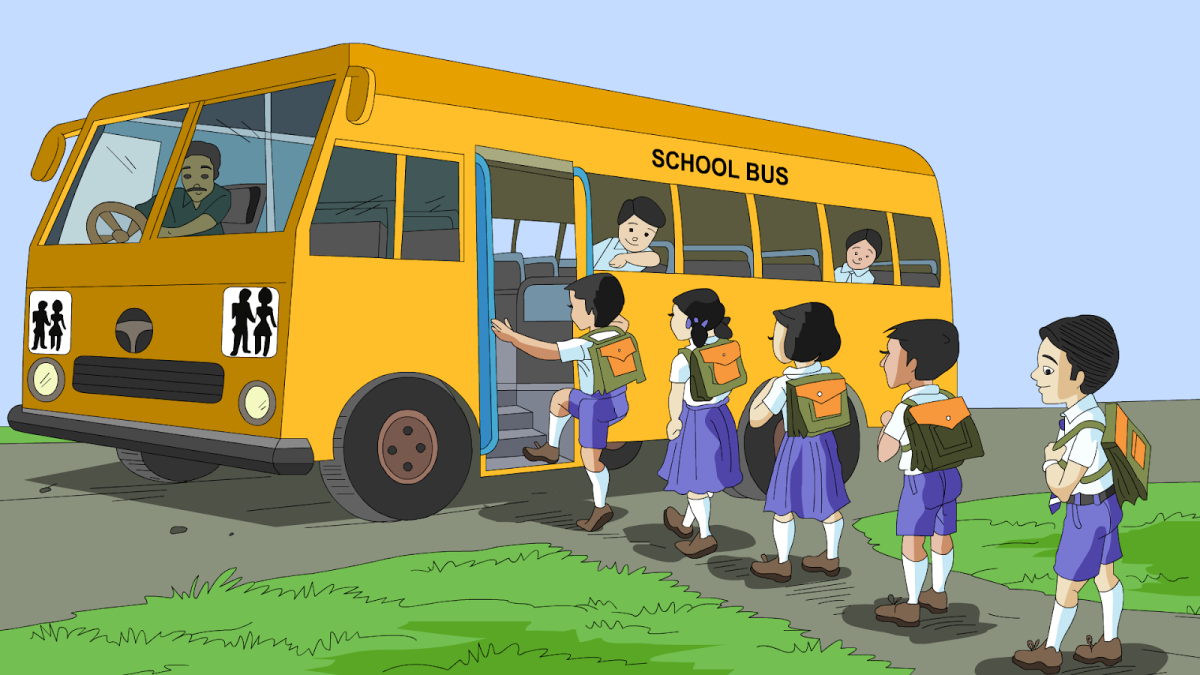 Школьный автобус мультяшный