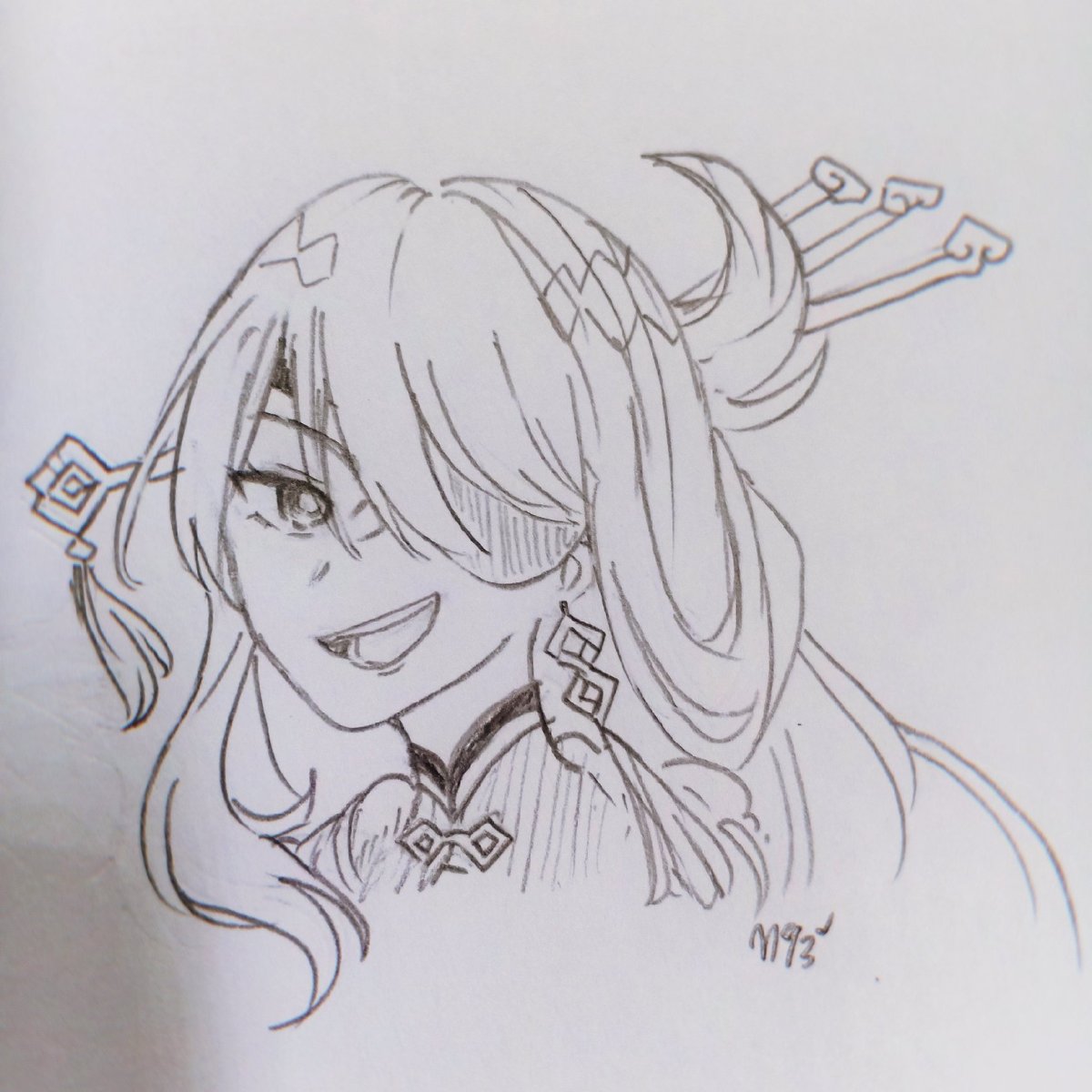 Аяка Геншин скетч