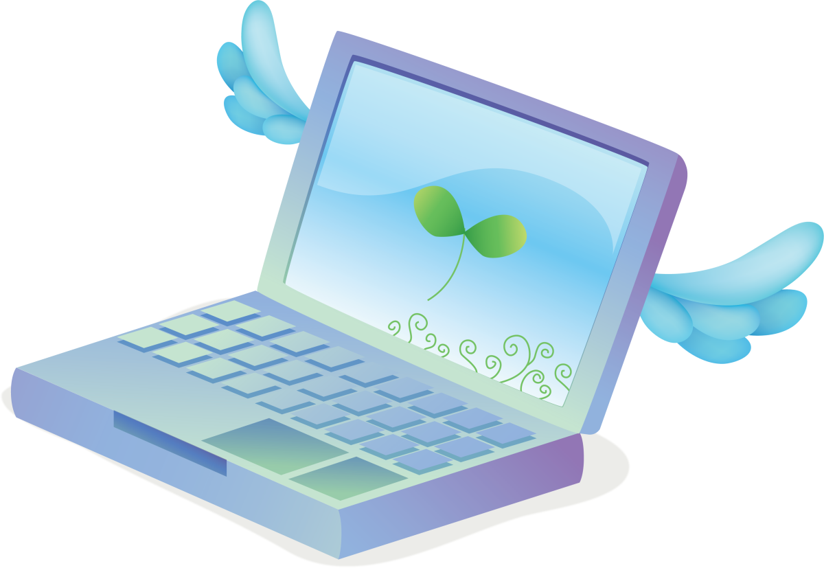 Ребенок с компьютером на прозрачном фоне