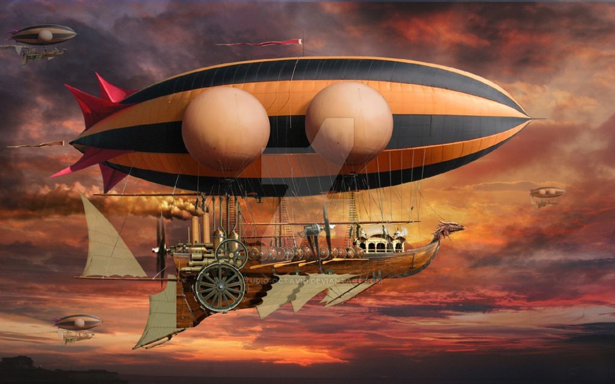 Дирижабль Цеппелин стимпанк арт