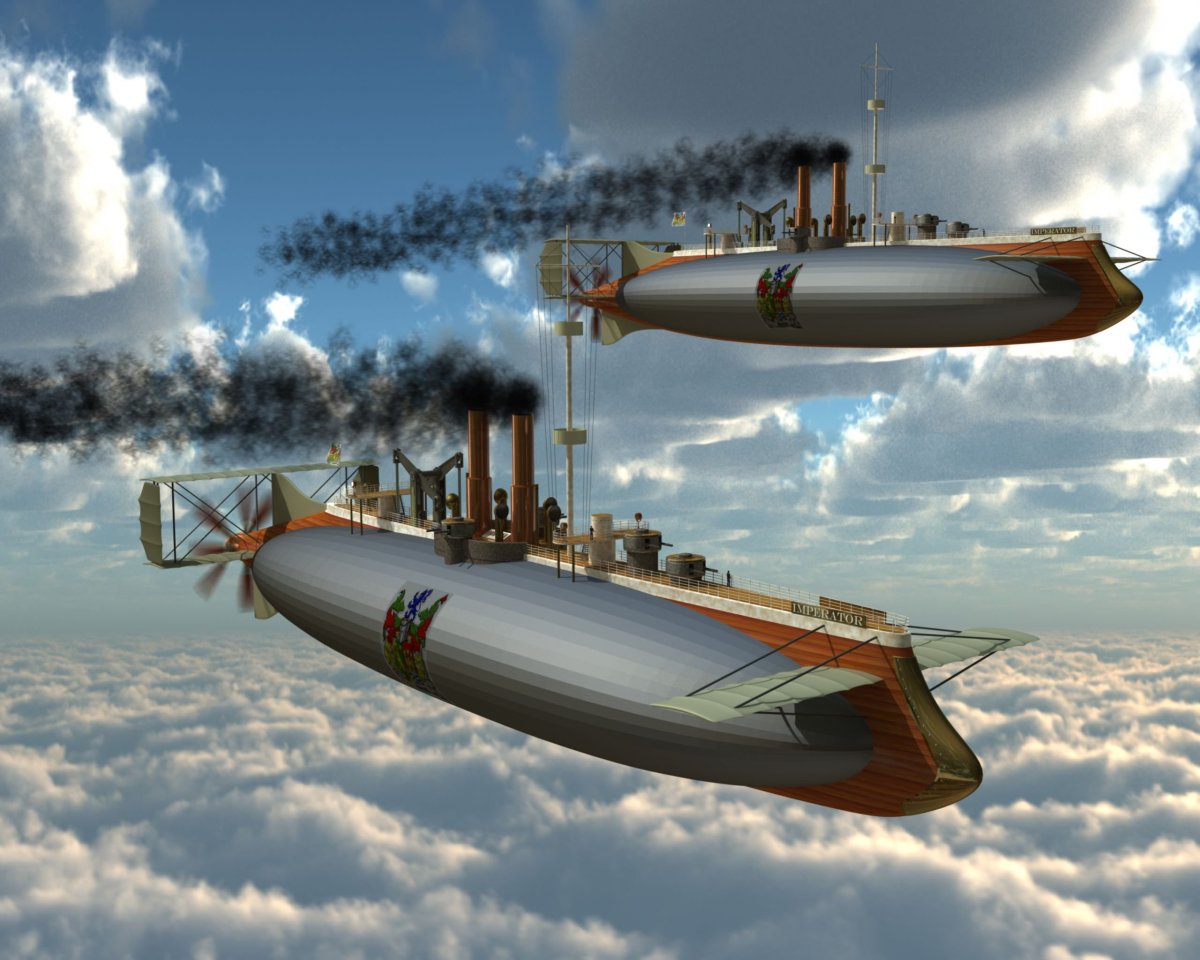 Steampunk дирижабль боевой