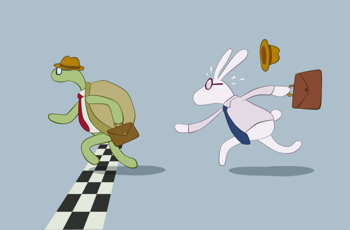 Заяц и черепаха соревновались