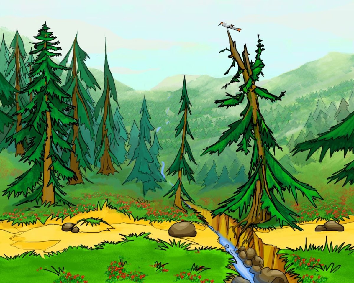 Лес рисунок для детей