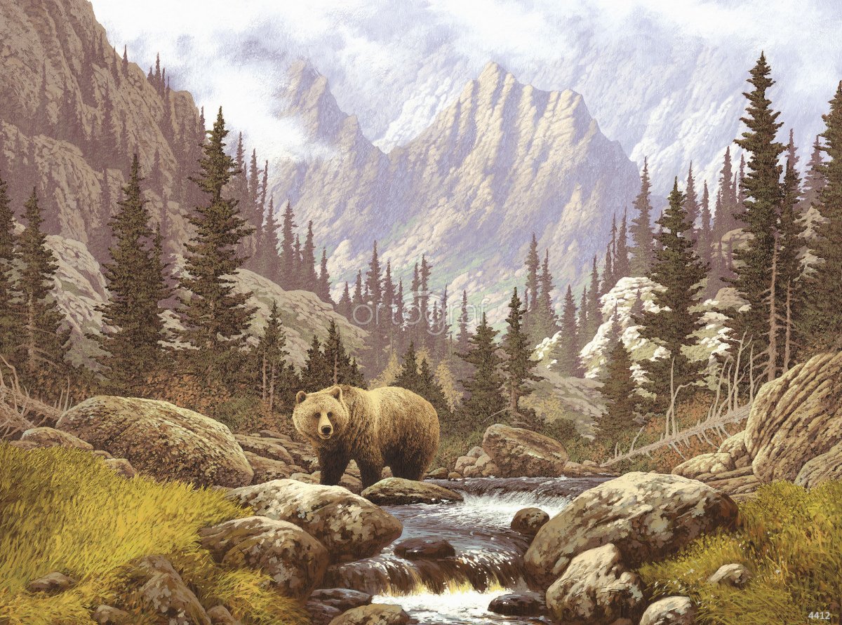 Алмазная живопись набор алмазной вышивки медведь на воле (аж-1142) 50x39 см