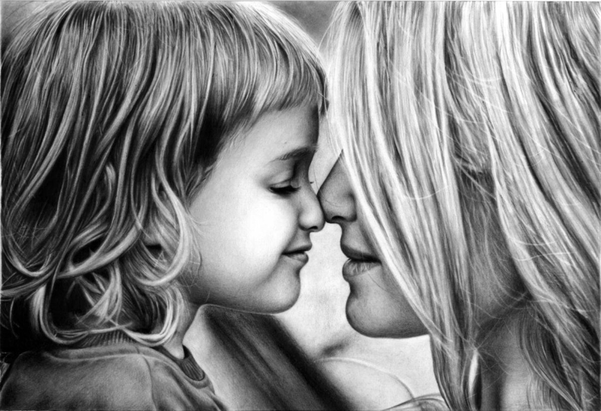 Мама и дочка рисунок