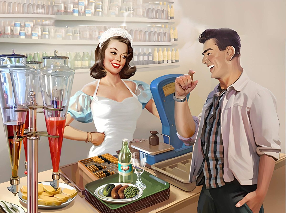 Девушка брюнетка на кухне