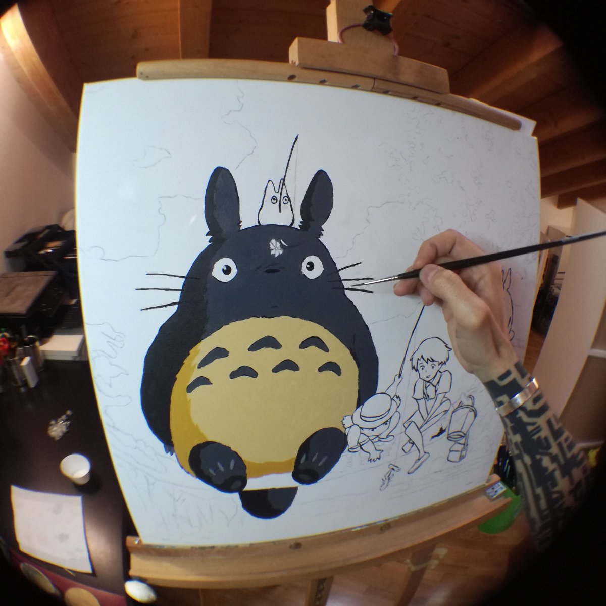 Рисуем Тоторо акварелью