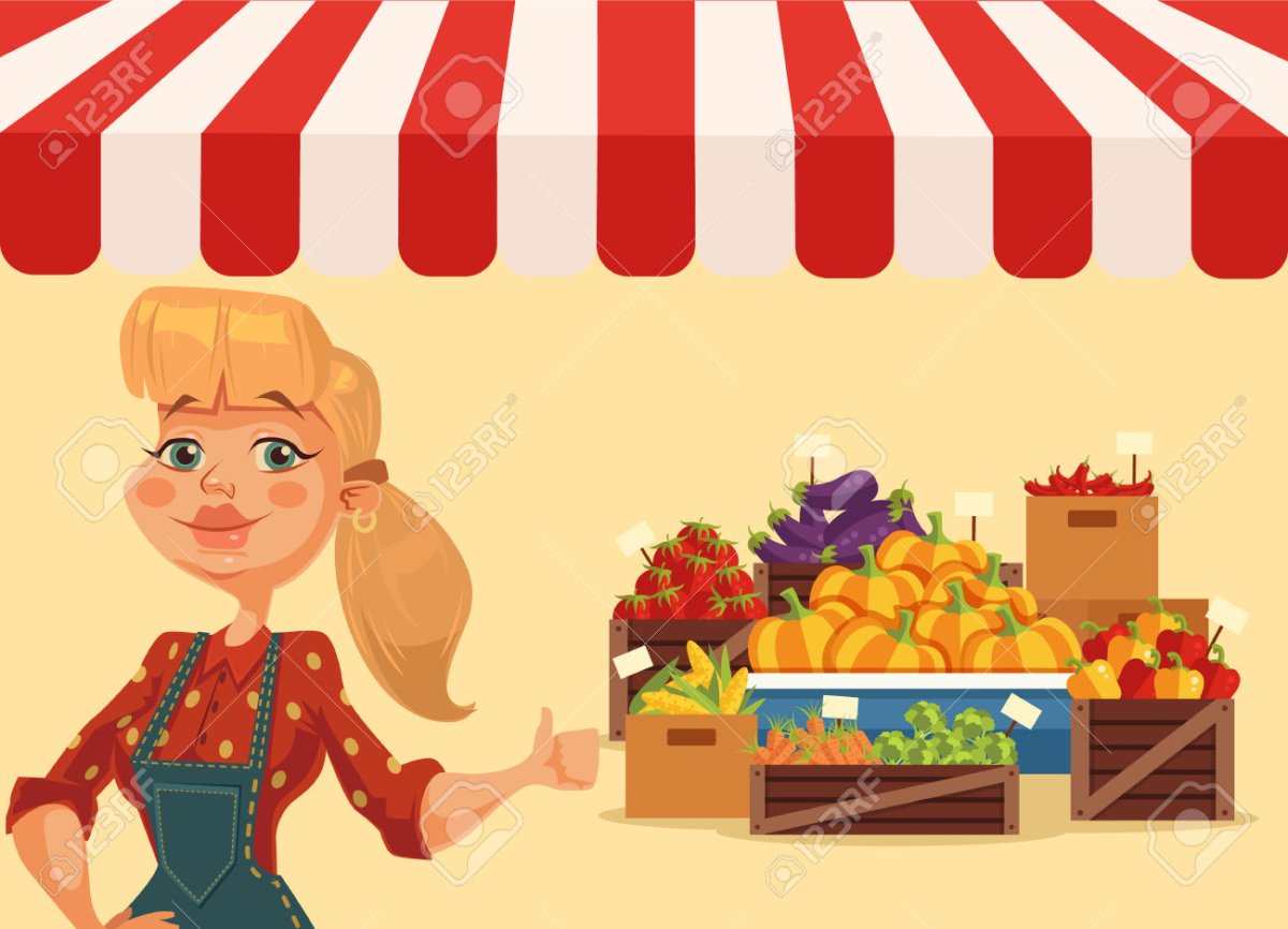 Женщина на базаре рисунок