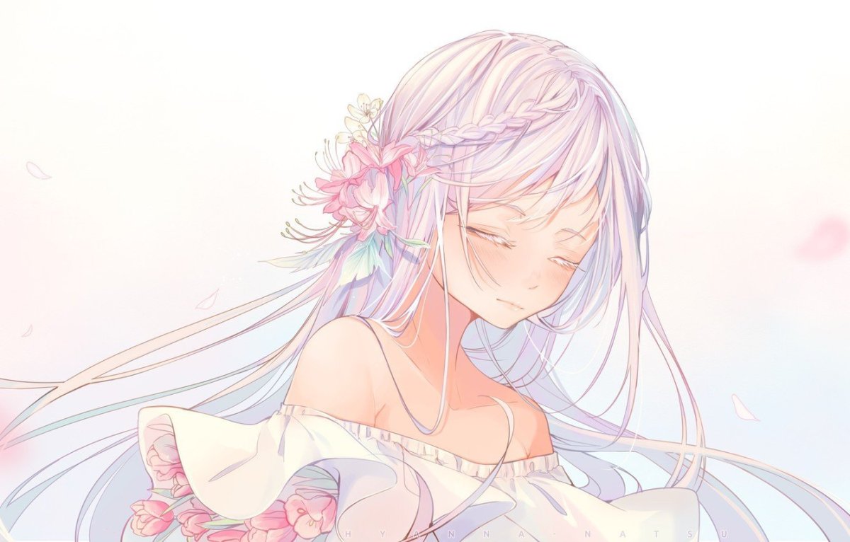 Аниме девушка с белыми волосами