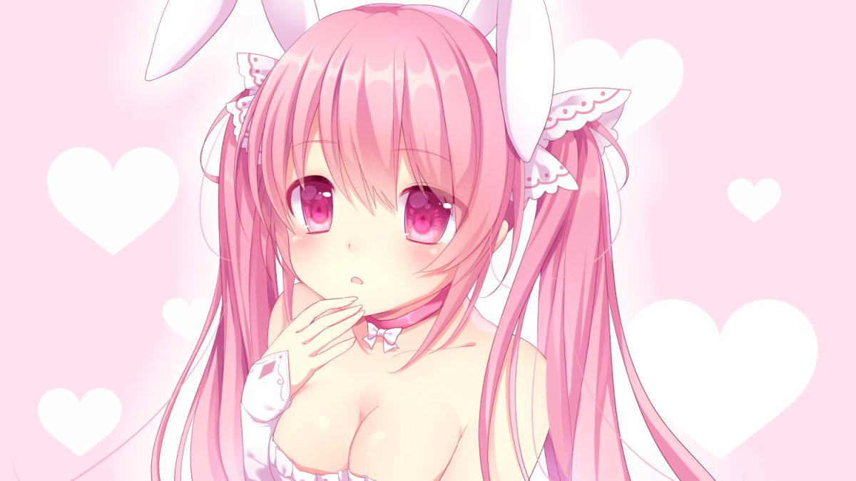 Аниме няшка с розовыми волосами