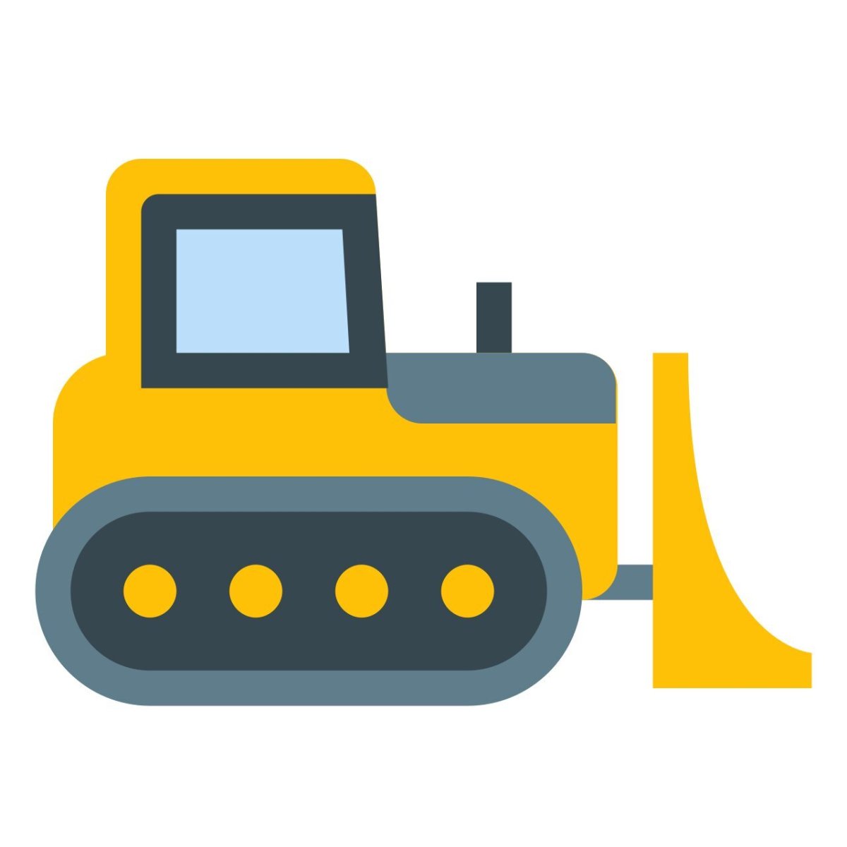 Бульдозер мультяшный на белом фоне