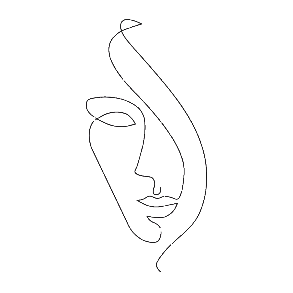 Силуэт лица девушки одной линией