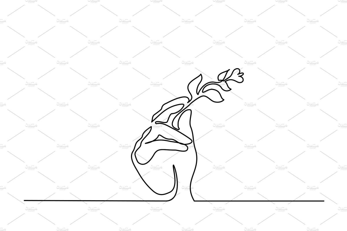 Рука с цветком одной линией