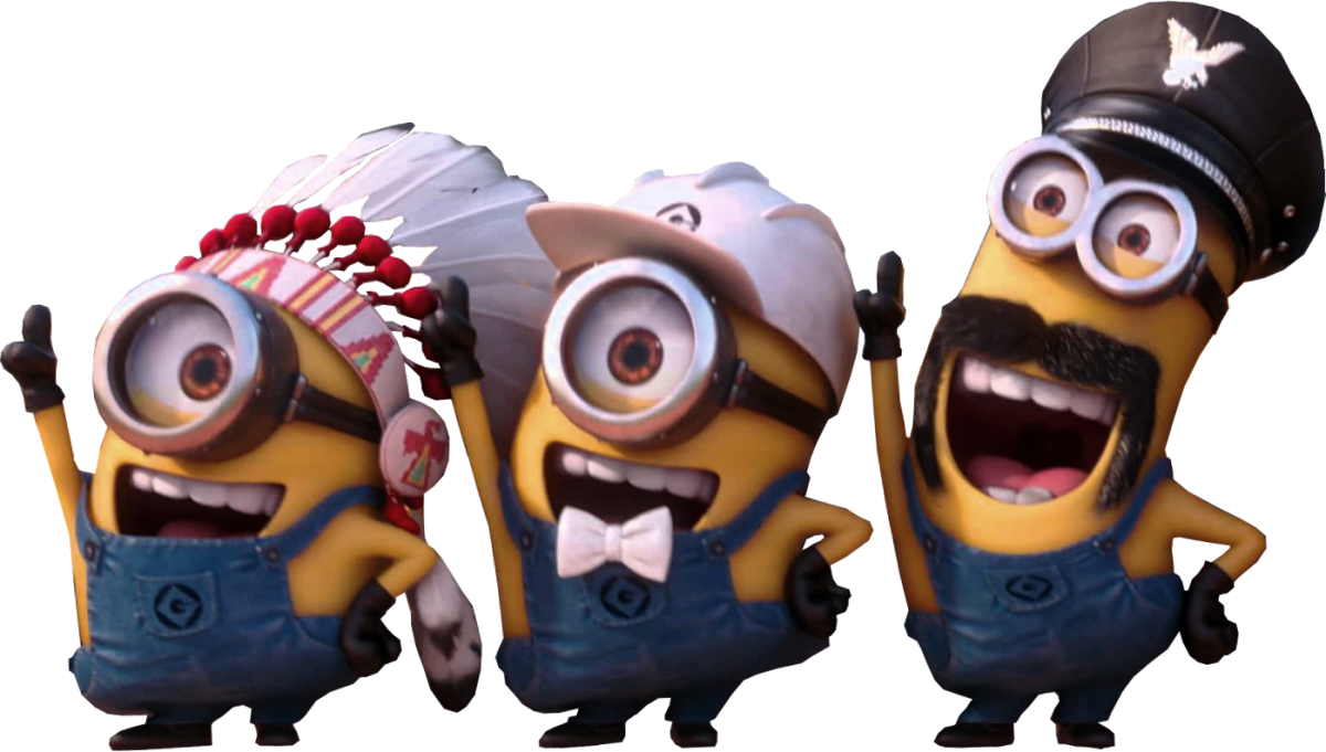 Миньоны на белом фоне