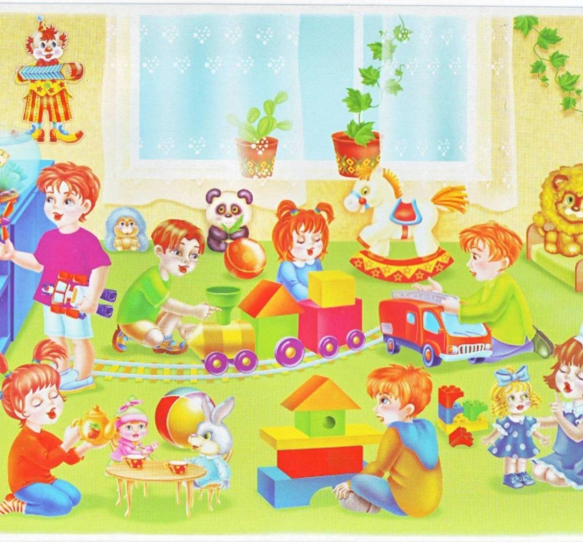 Дети в детском саду рисунок