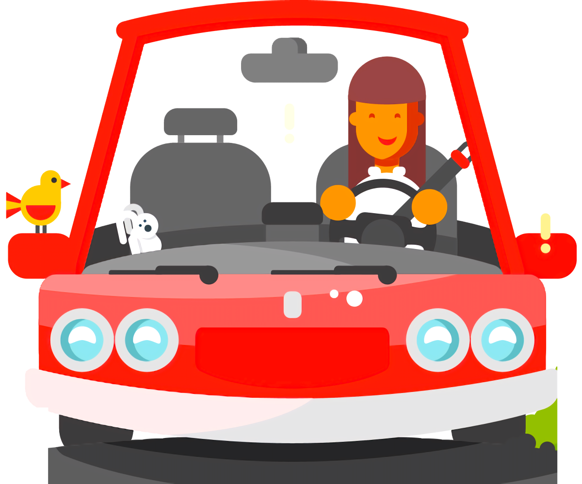 Мальчик едет на машине